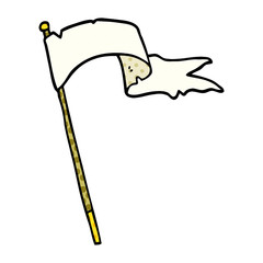 cartoon doodle waving white banner flag