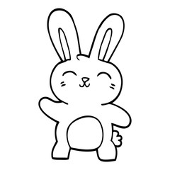 line drawing cartoon happy bunny