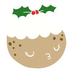 cute flat color style cartoon christmas pudding