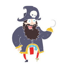 flat color illustration of a cartoon pirate captain