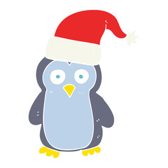 flat color illustration of a cartoon penguin