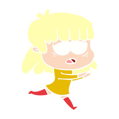 flat color style cartoon tired woman