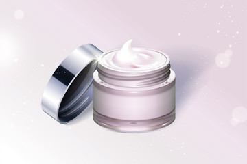 Light pink cream jar container