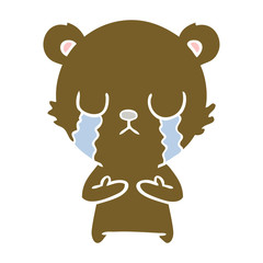crying flat color style cartoon bear