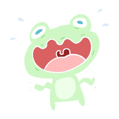 cute flat color style cartoon frog frightened