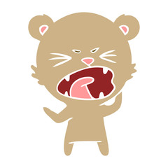 angry flat color style cartoon bear shouting