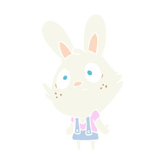 Obraz premium cute flat color style cartoon rabbit shrugging shoulders