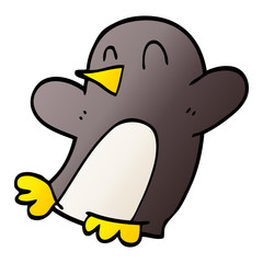 cartoon doodle dancing penguin