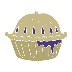 flat color illustration of a cartoon pie