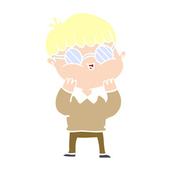 flat color style cartoon boy wearing spectacles