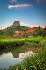 Devils Tower along the Belle Fourche River in Wyoming