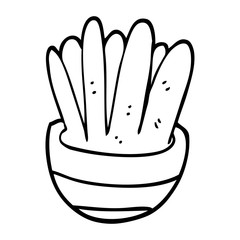 line drawing cartoon house plant