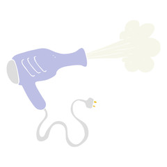 flat color illustration of a cartoon hair dryer