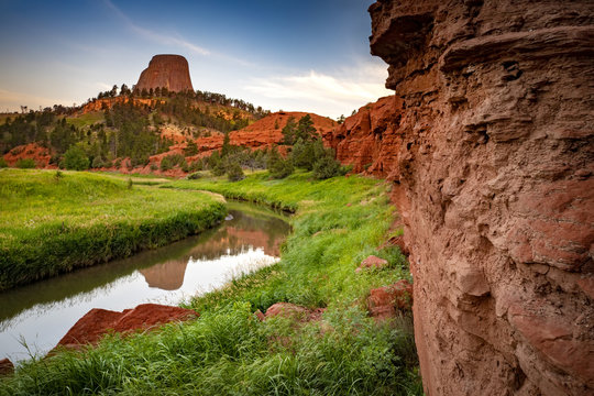 Devils Tower Along The Belle Fourche River In Wyoming