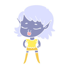 pretty flat color style cartoon elf girl