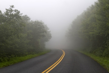 Fototapeta na wymiar Driving Into a Fog Bank