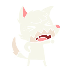 angry flat color style cartoon fox