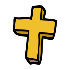 cartoon doodle gold cross