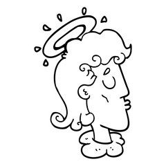 line drawing cartoon angel face