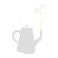 flat color illustration of a cartoon steaming  coffee pot