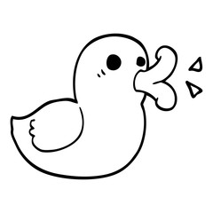 line drawing cartoon happy duck
