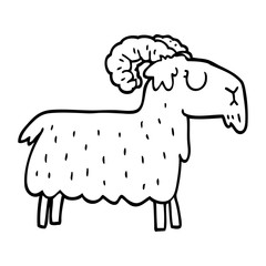 line drawing cartoon stubborn goat