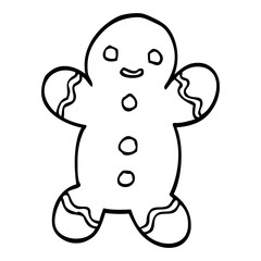 line drawing cartoon gingerbread man