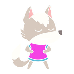 friendly flat color style cartoon wolf girl