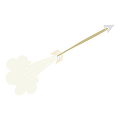 flat color illustration of a cartoon flying arrow