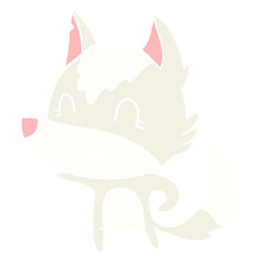 friendly flat color style cartoon wolf