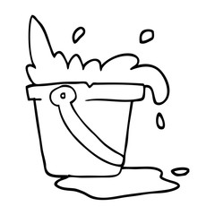 line drawing cartoon water and bucket