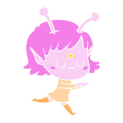 flat color style cartoon alien girl