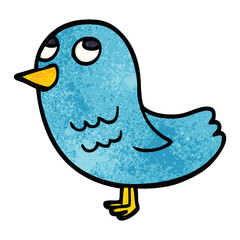 cartoon doodle bird looking up