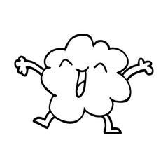 line drawing cartoon happy grey cloud