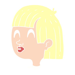 flat color illustration of a cartoon female face