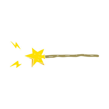 flat color illustration of a cartoon magic wand