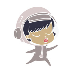 flat color style cartoon pretty astronaut girl