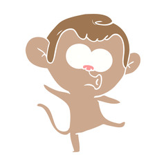 flat color style cartoon surprised monkey