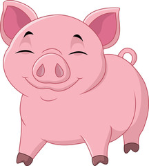 Obraz na płótnie Canvas Cartoon happy pig isolated on white background