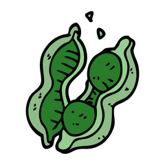 cartoon doodle peas in pod