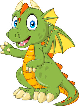 Cartoon baby dragon presenting