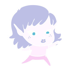 pretty flat color style cartoon elf girl