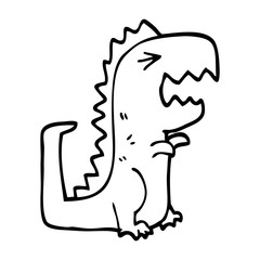 line drawing cartoon roaring t rex