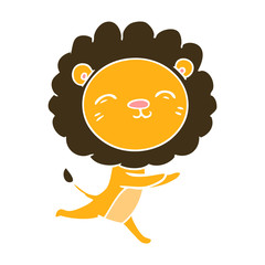 flat color style cartoon running lion