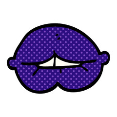 cartoon doodle purple lips