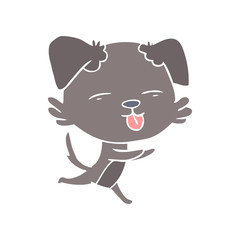flat color style cartoon dog sticking out tongue