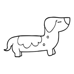 line drawing cartoon sausage dog