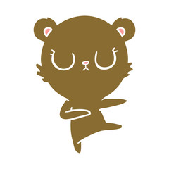 peaceful flat color style cartoon bear cub