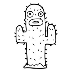 line drawing cartoon cactus
