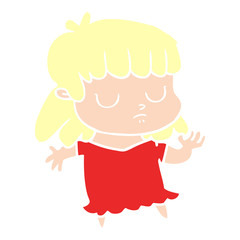 flat color style cartoon indifferent woman